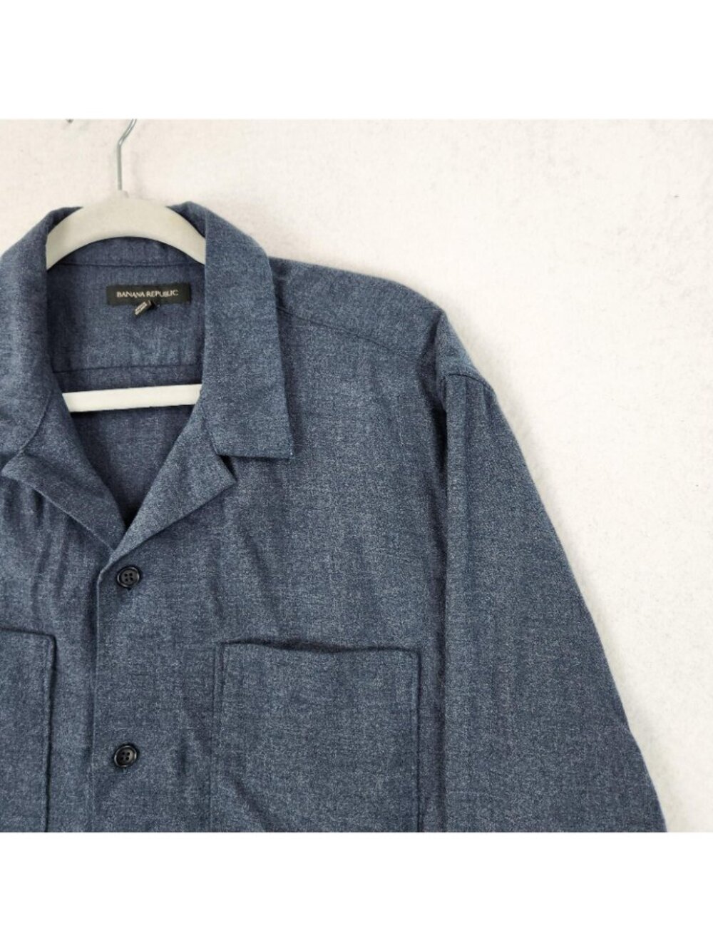 Banana Republic Shirt Mens XL Blue Flannel Button Front Long Sleeve Pockets - Picture 2 of 10